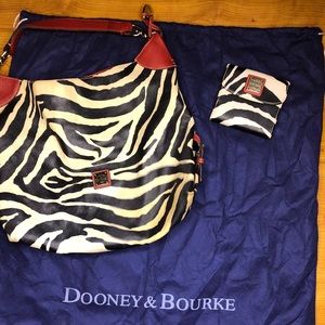 Large Dooney and Bourke red and zebra shoulder bag
